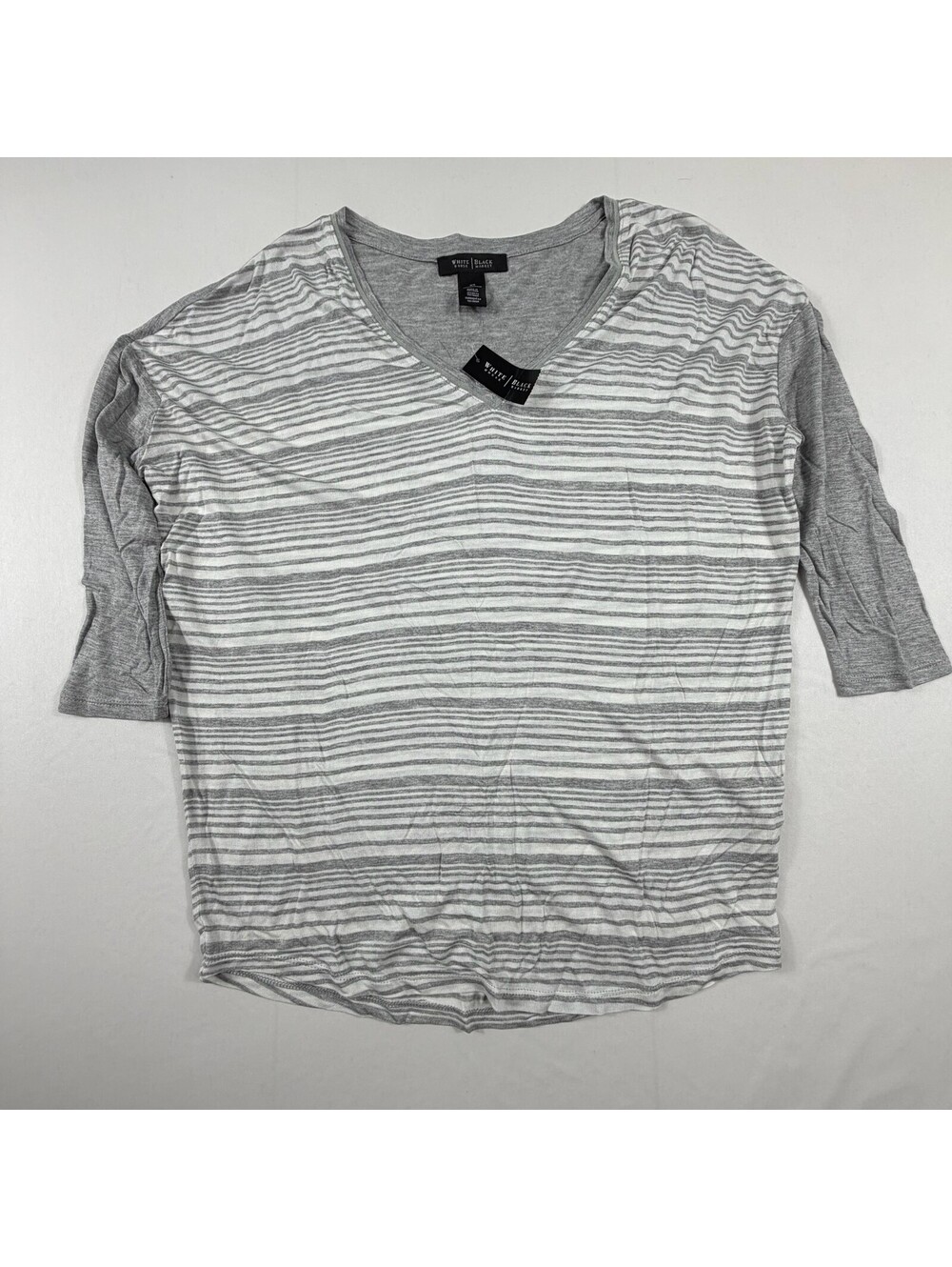 White House Black Market Women's Striped Rayon V-Neck Top XS